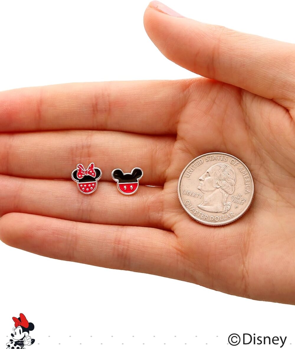 Disney Mickey Mouse and Minnie Mouse Mismatched Stud Earrings Silver Plated, Officially Licensed - Image 6