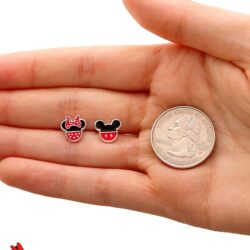Disney Mickey Mouse and Minnie Mouse Mismatched Stud Earrings Silver Plated, Officially Licensed - Image 6