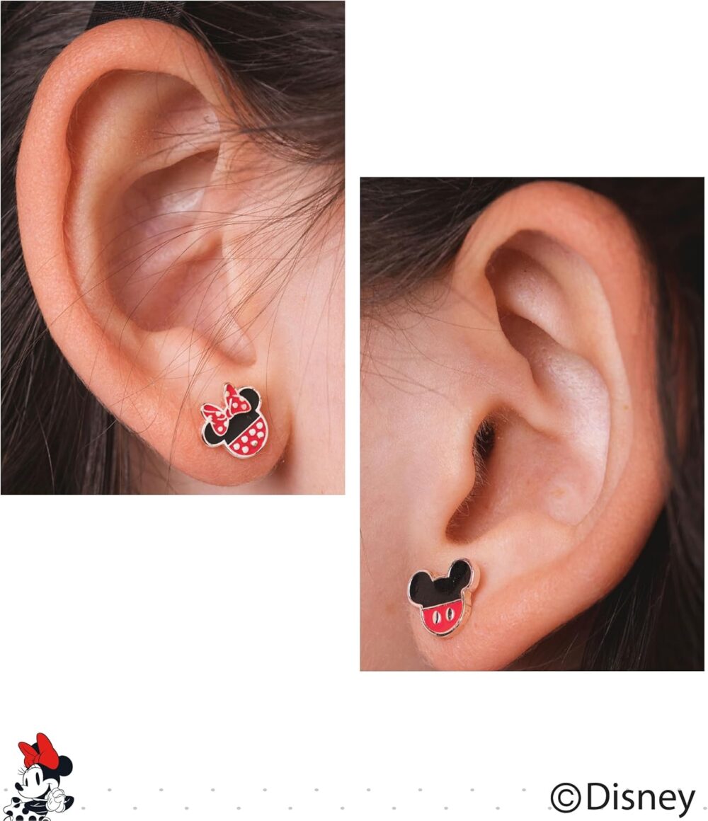 Disney Mickey Mouse and Minnie Mouse Mismatched Stud Earrings Silver Plated, Officially Licensed - Image 4