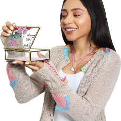 SALLY ROSE Sanrio Hello Kitty Jewelry Box - Enjoy the Little Things Glass Jewelry Case - Hello Kitty Gifts Officially Licensed - Image 3
