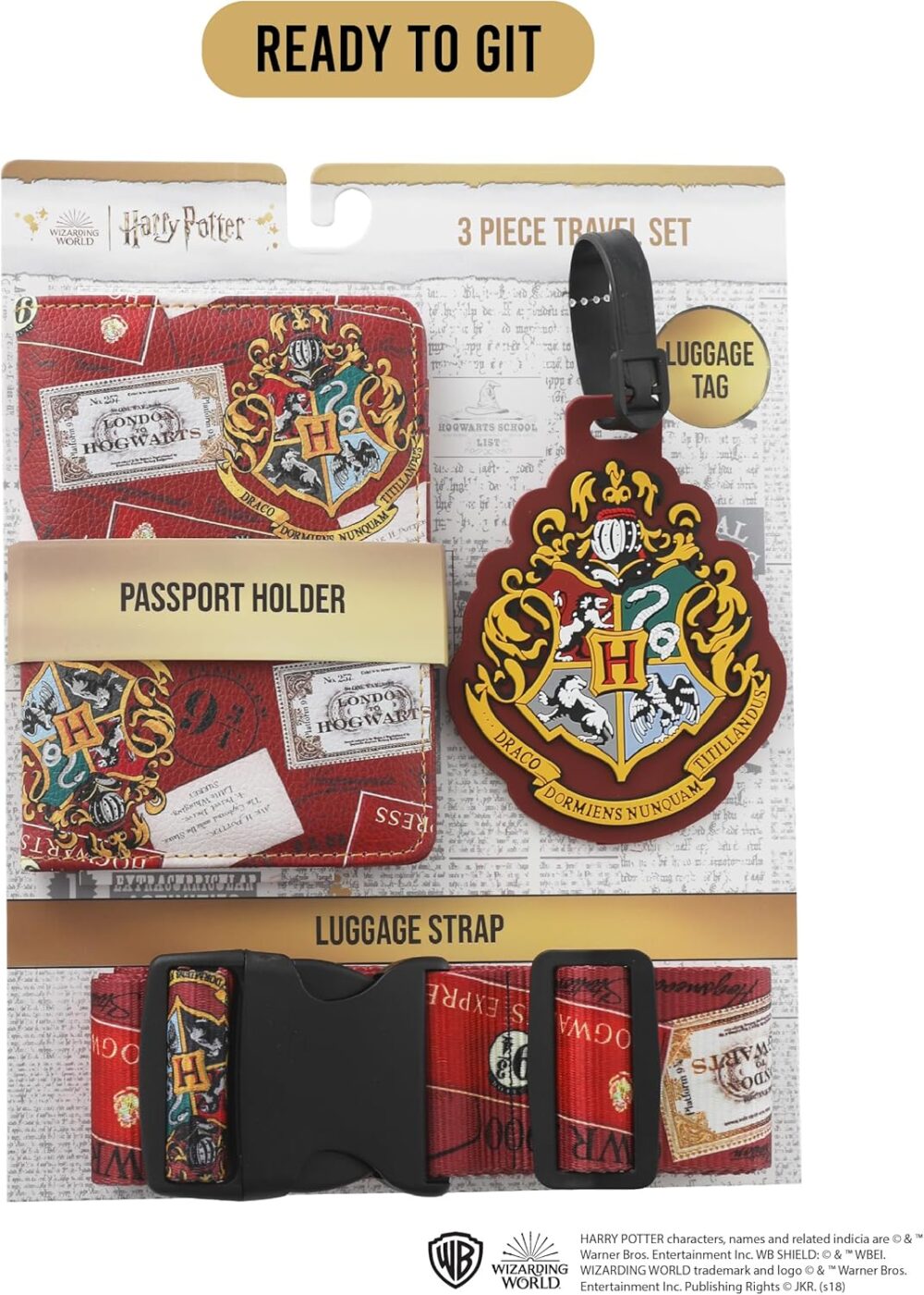 Harry Potter Travel 3-Piece Set with Hogwarts Express Passport Holder, Luggage Strap, and Hogwarts Bag Tag Official License - Image 6