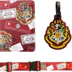 Harry Potter Travel 3-Piece Set with Hogwarts Express Passport Holder, Luggage Strap, and Hogwarts Bag Tag Official License