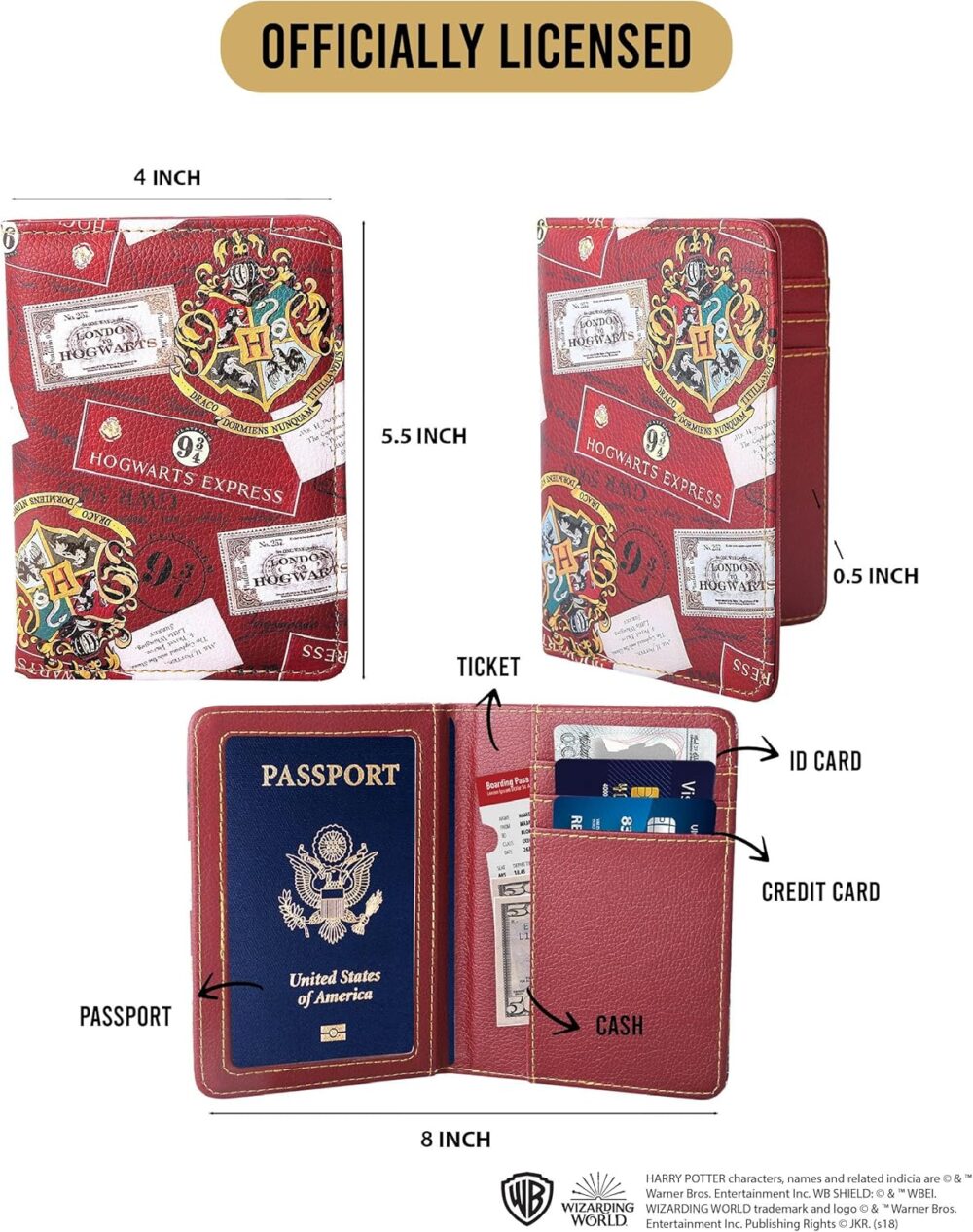 Harry Potter Travel 3-Piece Set with Hogwarts Express Passport Holder, Luggage Strap, and Hogwarts Bag Tag Official License - Image 3