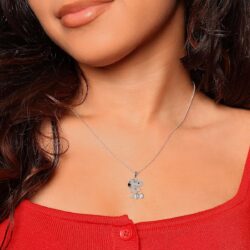 PEANUTS Snoopy Necklace for Women Official License, 18" Silver Flash-Plated Necklace with 3D Pave Snoopy Pendant, Snoopy Gift - Image 2