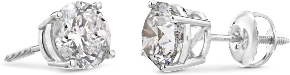 Amazon Essentials Certified 14k Gold Diamond with Screw Back and Post Stud Earrings (J-K Color, I1-I2 Clarity) (previously Amazon Collection) - Image 2
