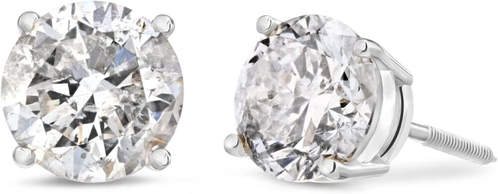 Amazon Essentials Certified 14k Gold Diamond with Screw Back and Post Stud Earrings (J-K Color, I1-I2 Clarity) (previously Amazon Collection) - Image 3