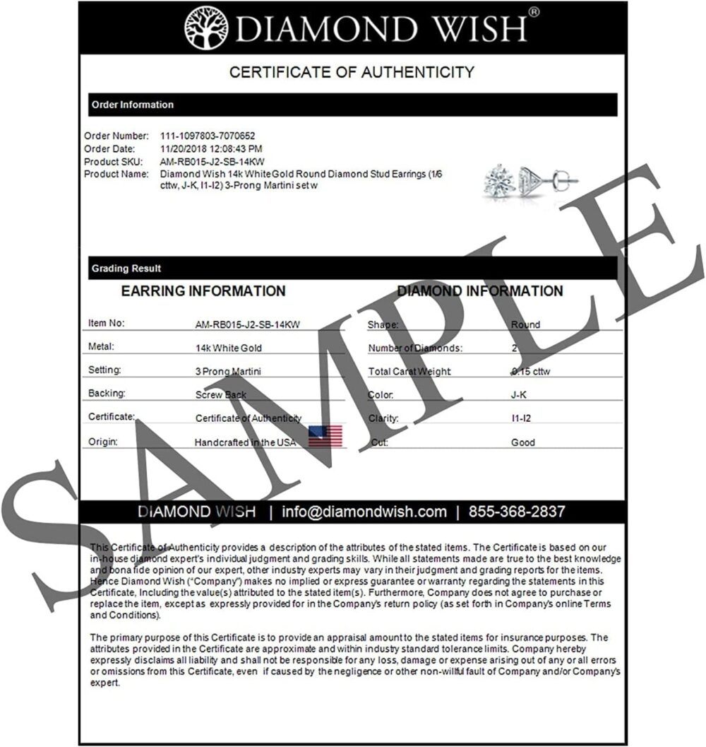 IGI Certified 1/4 to 5 Carat Lab Grown Diamond Round Stud Earrings for Women in 14k Gold or Platinum (E-F Color, SI1-SI2 Clarity, cttw) 3-Prong Martini Set Round Cut Screw Back Studs by Diamond Wish - Image 7