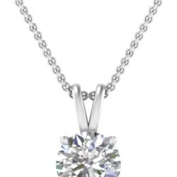14K Gold 1/2-5 Carat LAB GROWN Diamond Solitaire Pendant IGI Certified 4 Prong Diamond Pendant Necklace For Women (E-F-G, VS1-VS2, 0.50-5 C.t.w)