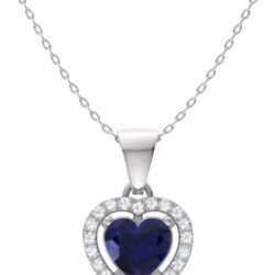 Diamondere Natural and Certified Gemstone and Diamond Heart Petite Necklace in 14k Solid Gold | 0.45 Carat Pendant with 18 Inch Chain Valentine's Day gift for her