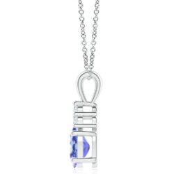 Angara Natural Oval Tanzanite Solitaire Pendant with Trio Diamond in Silver / 14K Solid Gold/Platinum | December Birthstone, Birthday, Engagement, Anniversary, Wedding Jewelry Gift for Women - Image 2