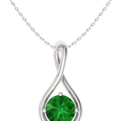 Diamondere Natural and Certified Gemstone Solitaire Petite Necklace in 14k White Gold | 0.40 Carat Pendant with Chain