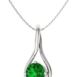 Diamondere Natural and Certified Gemstone Solitaire Petite Necklace in 14k White Gold | 0.40 Carat Pendant with Chain - Image 2