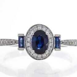 Gin and Grace 10K White Gold Genuine Blue Sapphire Ring with Diamonds for Women Holiday Gifts | Ethically, Authentically & Organically Sourced (Oval-Cut) shaped Sapphire hand-crafted jewelry for her | Sapphire Ring for Women Holiday Gifts - Image 4
