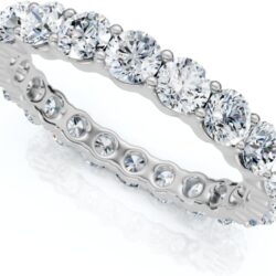 14k White Gold 2 Ct T.W. Round-Cut Natural Diamond Prong Set Eternity Ring Women's High Polished Anniversary Stackable Wedding Band