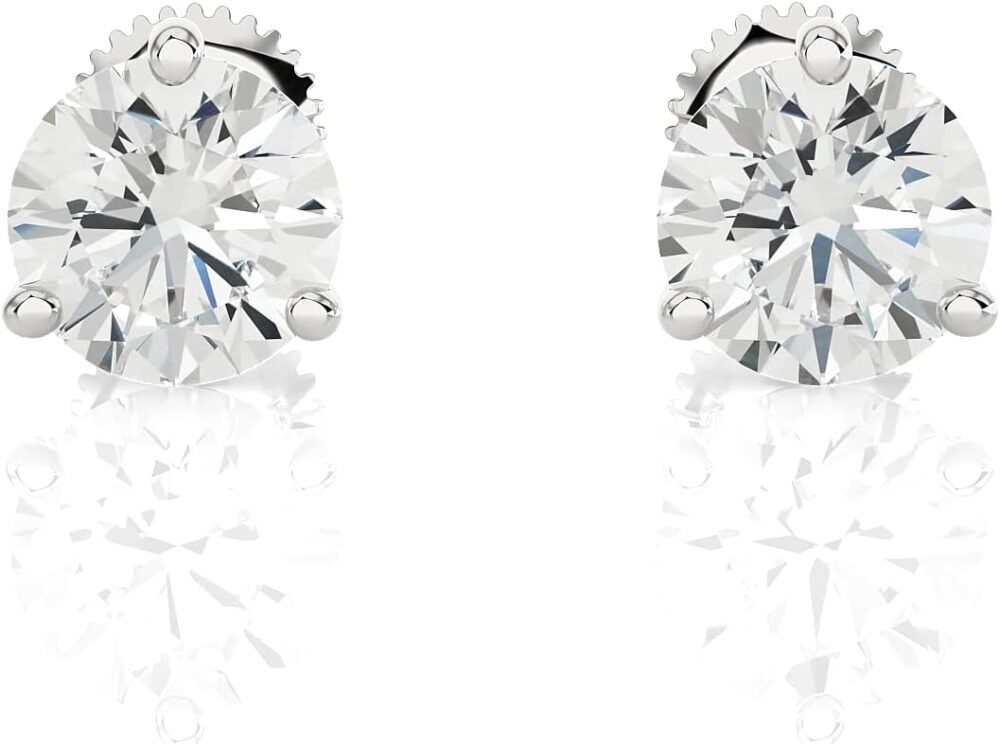 1/4 to 2 Carat Natural or Lab Grown Diamond Round Stud Earrings for Women in 14k White Gold (D-E to L-M, VVS1-VVS2 to SI2-I1, cttw) 3-Prong Martini Screw Back by Privosa Fine Jewelry - Image 3