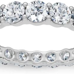 14k White Gold 2 Ct T.W. Round-Cut Natural Diamond Prong Set Eternity Ring Women's High Polished Anniversary Stackable Wedding Band - Image 4