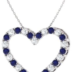 Diamondere Natural and Certified Diamond and Gemstone Heart Necklace in 14k Solid Gold | 0.37 Carat Pendant with Chain - Image 2