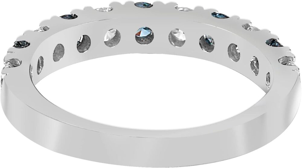 New World Diamonds 14k White Gold Lab-Created Blue Diamond Wedding Ring Band (1.00 cttw, F-G Color, VS-SI Clarity) - Image 3
