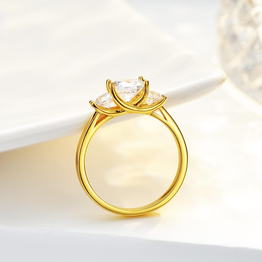 1.60 Carat VVS1 D-Color Three-Stone Diamond Engagement Ring Set in Luxurious 14k Yellow Gold - A Celebration of Your Unique Love Journey - Image 4