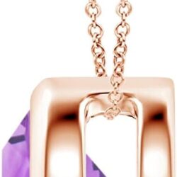 Angara Natural Bezel-Set Round Amethyst Solitaire Pendant in Silver / 14K Solid Gold/Platinum | February Birthstone, Birthday, Engagement, Anniversary, Wedding Jewelry Gift for Women - Image 2