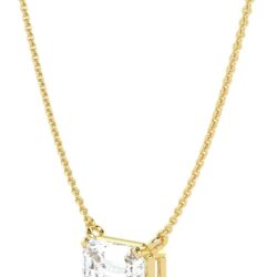 IGI Certified 1/4 to 3 Carat Emerald Cut Lab Grown Diamond Horizontal Solitaire Pendant Necklace for Women I 14k Gold (G-H, VS1-VS2, cttw) 16 to 18 Inch Adjustable Chain East-West - Image 4