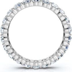 14k White Gold 2 Ct T.W. Round-Cut Natural Diamond Prong Set Eternity Ring Women's High Polished Anniversary Stackable Wedding Band - Image 3
