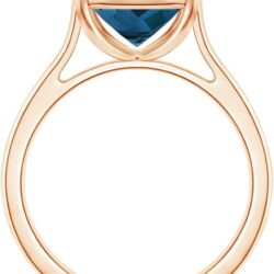 Angara Natural Classic Cushion London Blue Topaz Solitaire Ring in Silver / 14K Solid Gold/Platinum | November Birthstone, Birthday, Engagement, Anniversary, Wedding Jewelry Gift for Women - Image 2