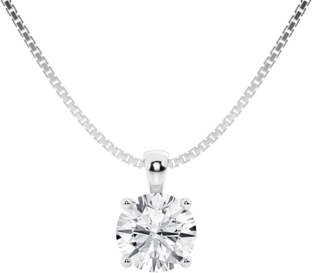 1/2 Carat - 3 Carat IGI CERTIFIED Lab Grown Diamond Pendant Necklace In 14K White Gold Or Yellow Gold | Color - E-F Clarity -VS | Gift Box Included