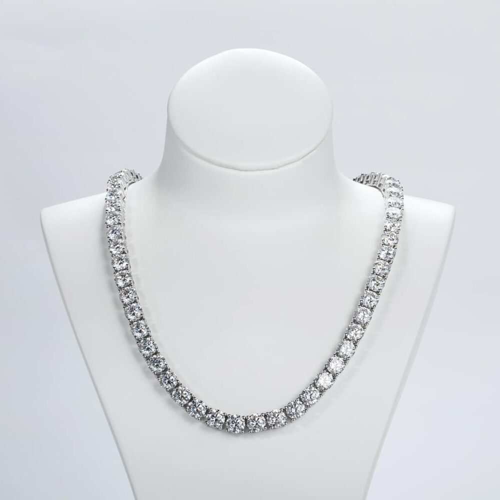 AnuClub 32cttw-81cttw Moissanite Tennis Necklace Chain 925 Sterling Silver Round Cut D Color VVS1 Moissanites Classic Chains for Women Men - Image 4