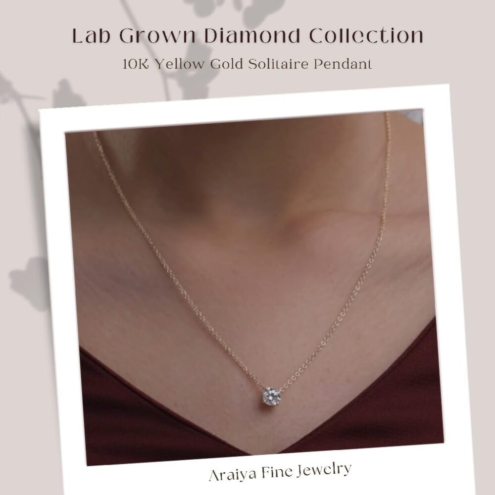 1/5 Carat - 2 Carat Lab Grown Diamond Solitaire Pendant for Women | 14K Yellow or White Gold Pendant with Silver Cable Chain Necklace 18" | D-E Color and VS Clarity - Image 6