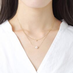Japanese 7.0mm Akoya Cultured Pearl with Diamond Pendant Necklace for Women with 18K Yellow Gold | Classy Design Excellent Gift | Pearl Necklace - Image 6