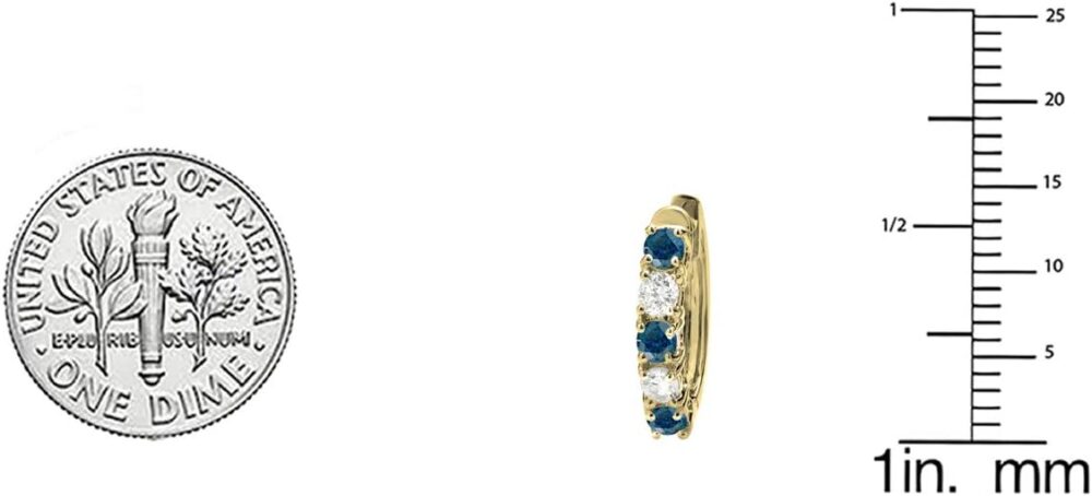 Dazzlingrock Collection 18K Round Gemstone & White Diamond Womens Huggies Hoop Earrings, Solid Yellow Gold - Image 2
