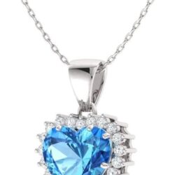 Diamondere Natural and Certified Heart Cut Gemstone and Diamond Halo Necklace in 14k Solid Gold | 1.14 Carat Pendant with Chain Valentine's Day gift for her - Image 2