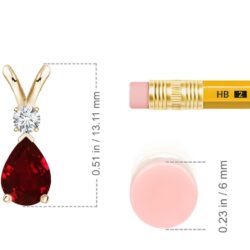 Angara Natural Ruby Teardrop Pendant with Diamond in Silver / 14K Solid Gold/Platinum | July Birthstone, Birthday, Engagement, Anniversary, Wedding Jewelry Gift for Women - Image 4