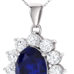 Diamondere Natural and Certified Oval Gemstone and Diamond Necklace in 14k Solid Gold | 1.31 Carat Pendant with Chain - Image 2