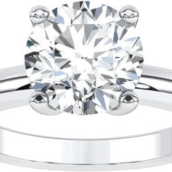 1/2 Carat - 5 Carat Lab Grown Diamond 4 Prong Solitaire Ring | 14K White Gold Engagement Anniversary Wedding Band Ring for Women | E-F Color and VS1 Clarity
