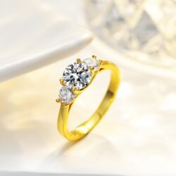 1.60 Carat VVS1 D-Color Three-Stone Diamond Engagement Ring Set in Luxurious 14k Yellow Gold - A Celebration of Your Unique Love Journey - Image 5
