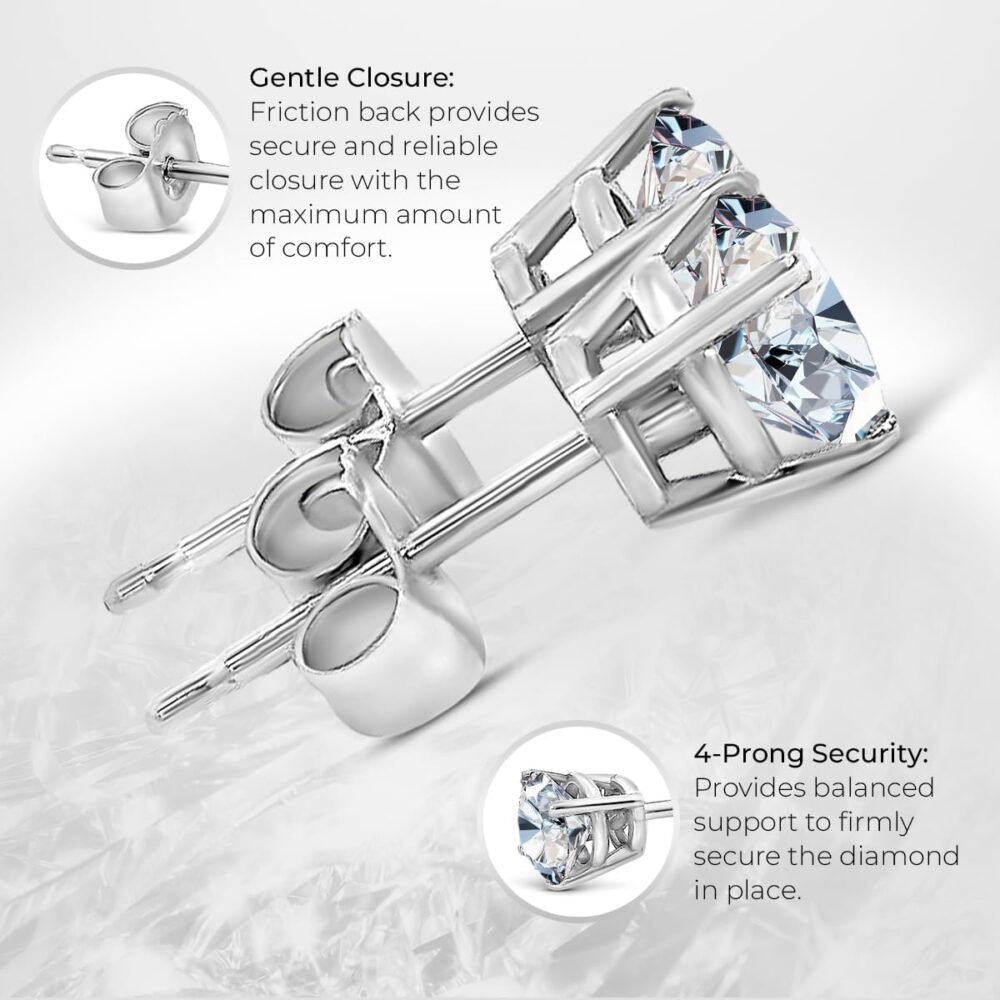Certified Lab Grown Diamond Earrings- 1/4-3 Carat Lab Diamond Earrings in 14K Gold, Premium Collection Lab Created Diamonds - Diamond Stud Earrings for Women - Diamond Earrings Men - Image 3
