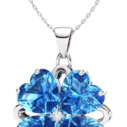 Diamondere Natural and Certified Heart Cut Gemstone and Diamond Flower Necklace in 14k Solid Gold | 1.65 Carat Pendant with Chain Valentine's Day gift for her - Image 2