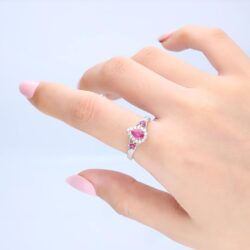 Gin & Grace 14K White Gold Mozambique Genuine Ruby Ring with Diamonds for women | Ethically, authentically & organically sourced (Pear-cut) shaped Ruby hand-crafted jewelry for her | Ruby Ring for women - Image 6