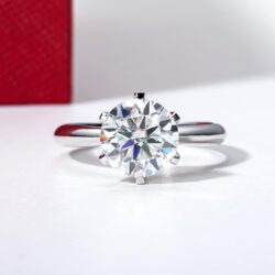 Solid 14K White Gold/Yellow Gold 3CT Six Prong Solitaire Moissanite Ring, 14K Real Gold Gift for Wedding, Engagement And Anniversary Promise Rings With Certificate - Image 2