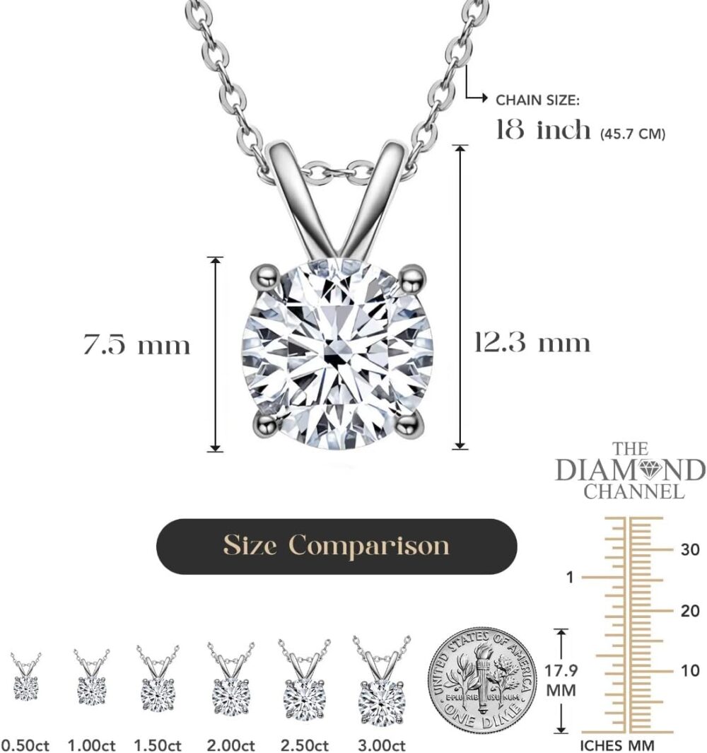The Diamond Channel NATURAL Diamond 4-Prong Pendant Necklace with 16”+2” Extender - 14K Gold Diamond Pendant - Fine Jewelry for Women - Image 5