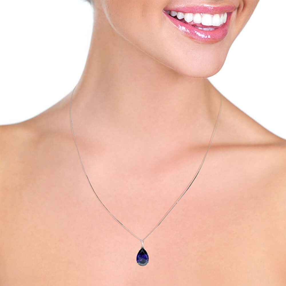 Galaxy Gold GG 14K Yellow, White, Rose Gold 4.65 carat Teardrop Natural Sapphire Pendant Necklace - Image 2