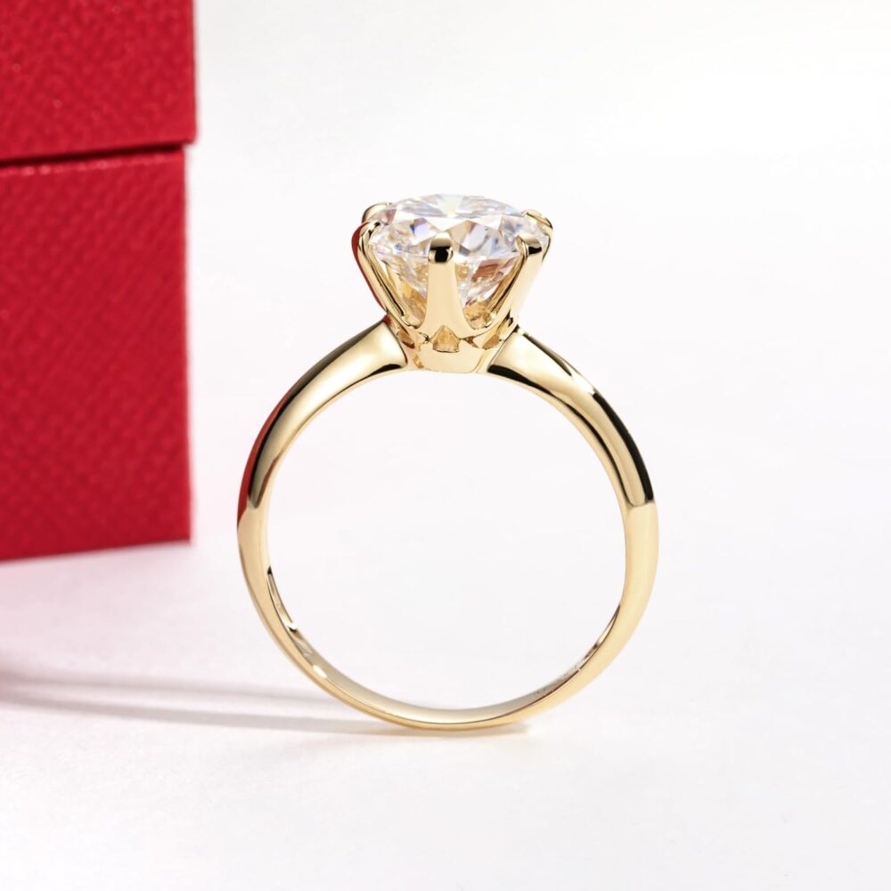 Solid 14K White Gold/Yellow Gold 3CT Six Prong Solitaire Moissanite Ring, 14K Real Gold Gift for Wedding, Engagement And Anniversary Promise Rings With Certificate - Image 4