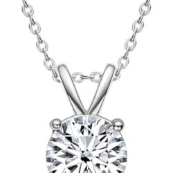 The Diamond Channel NATURAL Diamond 4-Prong Pendant Necklace with 16”+2” Extender - 14K Gold Diamond Pendant - Fine Jewelry for Women