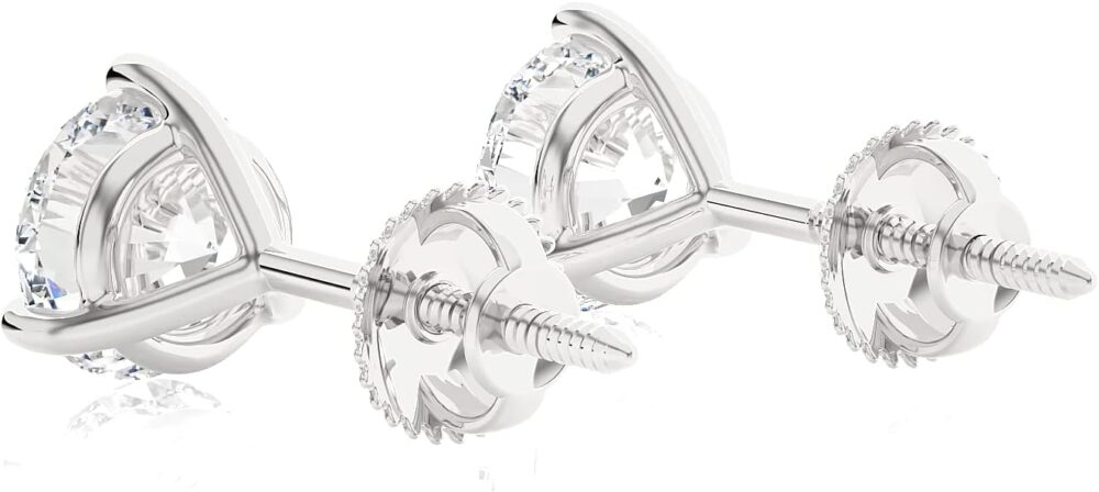 1/4 to 2 Carat Natural or Lab Grown Diamond Round Stud Earrings for Women in 14k White Gold (D-E to L-M, VVS1-VVS2 to SI2-I1, cttw) 3-Prong Martini Screw Back by Privosa Fine Jewelry - Image 4