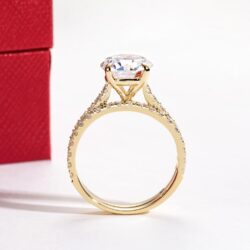 Solid 14K White Gold/Yellow Gold 4.14CTTW (3CT Center Stone) Moissanite Bridal Ring Set, Real Gold | D Color and Flawless Moissanite | Wedding Anniversary Ring Set - Image 3