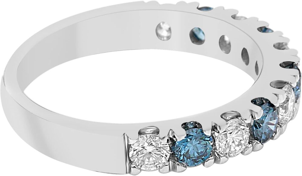 New World Diamonds 14k White Gold Lab-Created Blue Diamond Wedding Ring Band (1.00 cttw, F-G Color, VS-SI Clarity) - Image 4