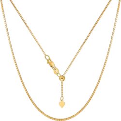 14k Yellow Real Gold Adjustable Box Chain Necklace, 1.15mm, 22" - Image 2