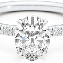 1/4 Carat Lab Grown Diamond and 2 1/3 Carat Oval Cut Moissanite Engagement Ring for Women in 14k White or Rose Gold (G-H, VS, cttw) Anniversary Promise Ring Size 5.5 to 7